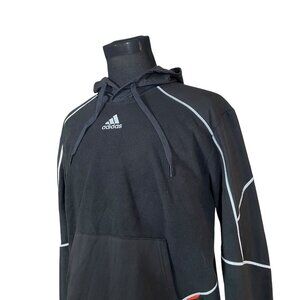 Adidas Men's Black Hooded Fleece Long Sleeve Lined Pullover Sweatshirt Large